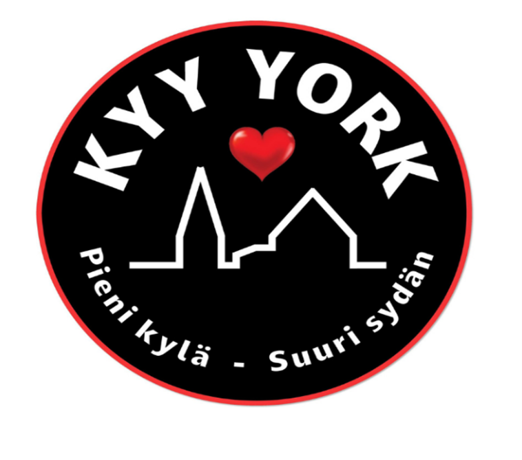 Kyyjärven logo: Kyy York - pieni kylä - suuri sydän