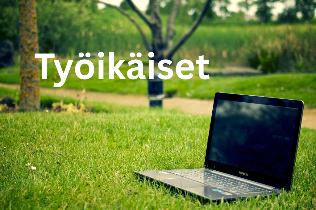 tietokone nurmikolle.